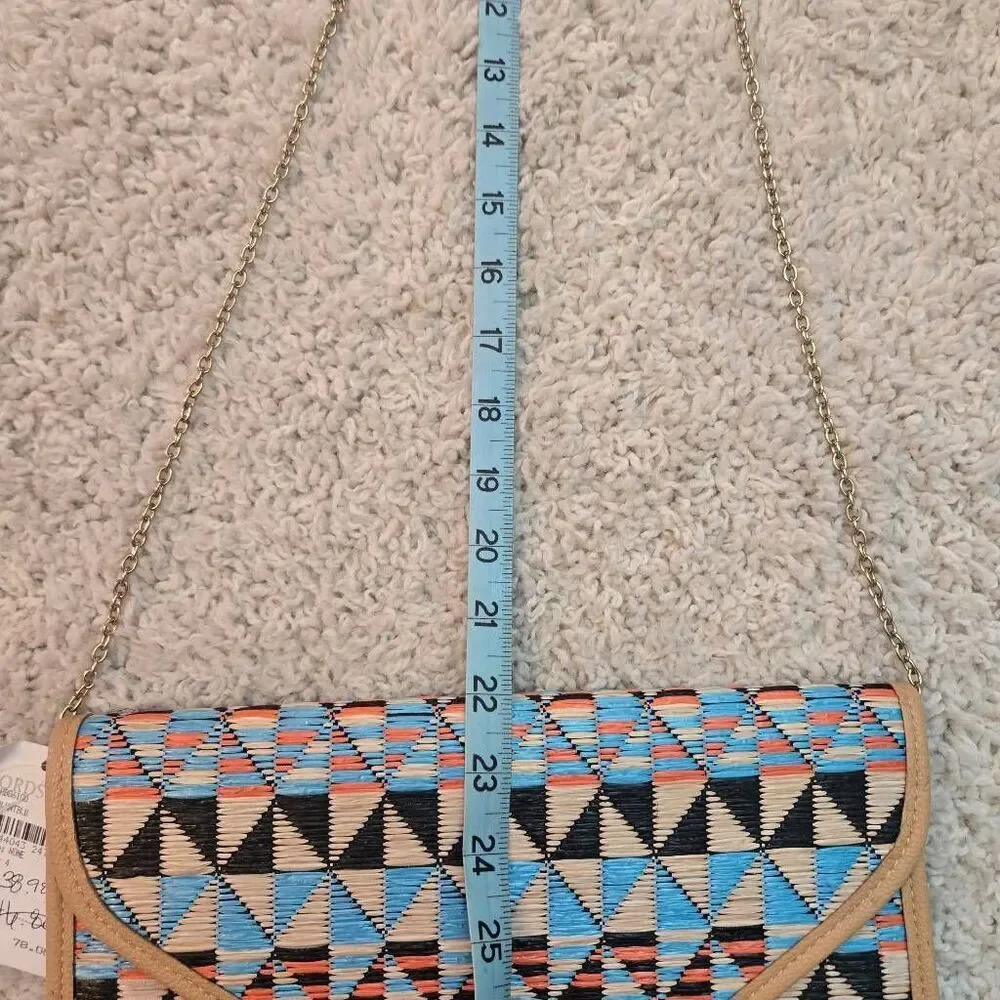NWT Natasha Couture Woven Straw Clutch with chain Handle Nordstrom